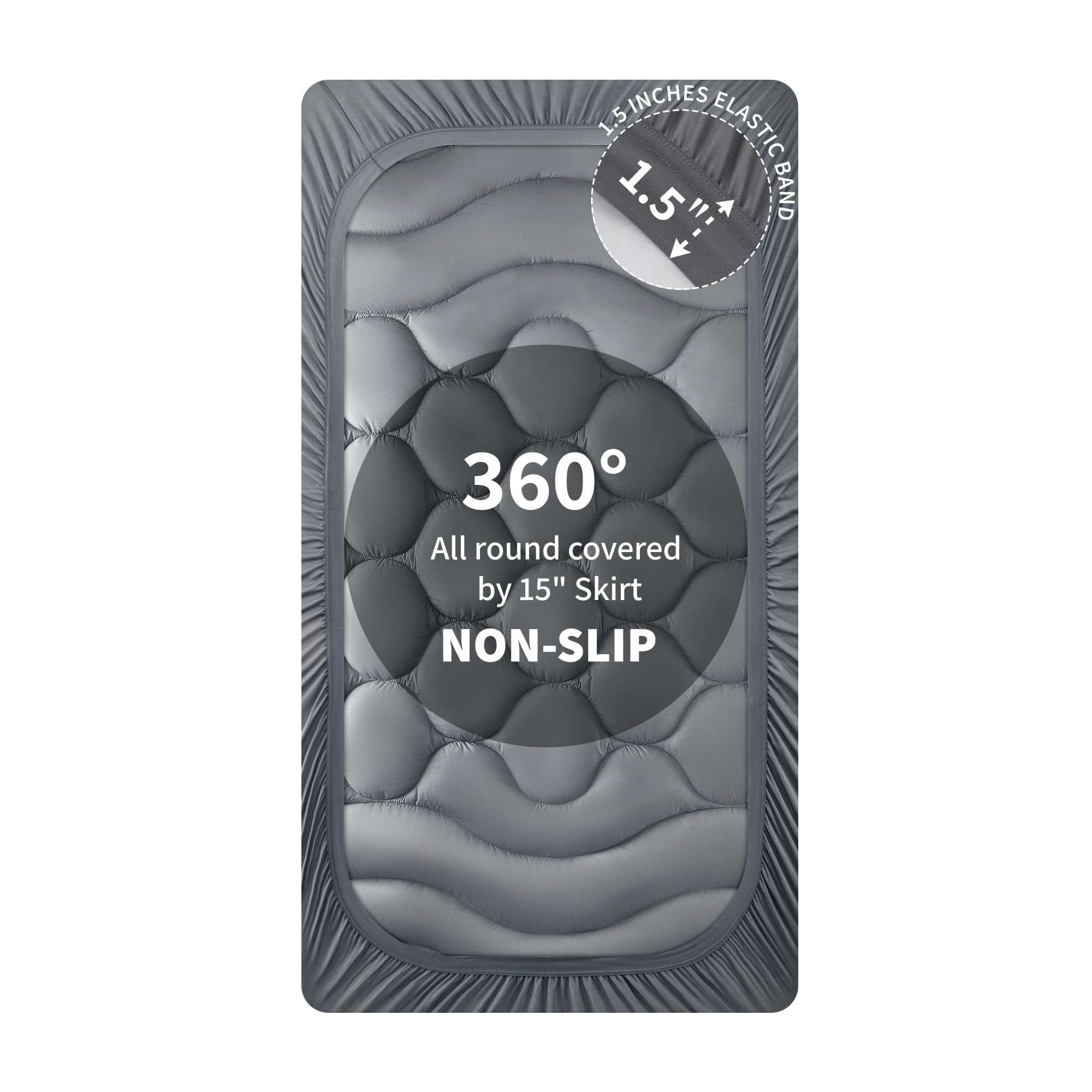 Sonive Cubrecolchón individual, protector de colchón suave y transpirable, soporte de 3 zonas para mejorar la comodidad del sueño, fácil ajuste con bolsillos profundos (90 x 190 x 30 cm, gris)