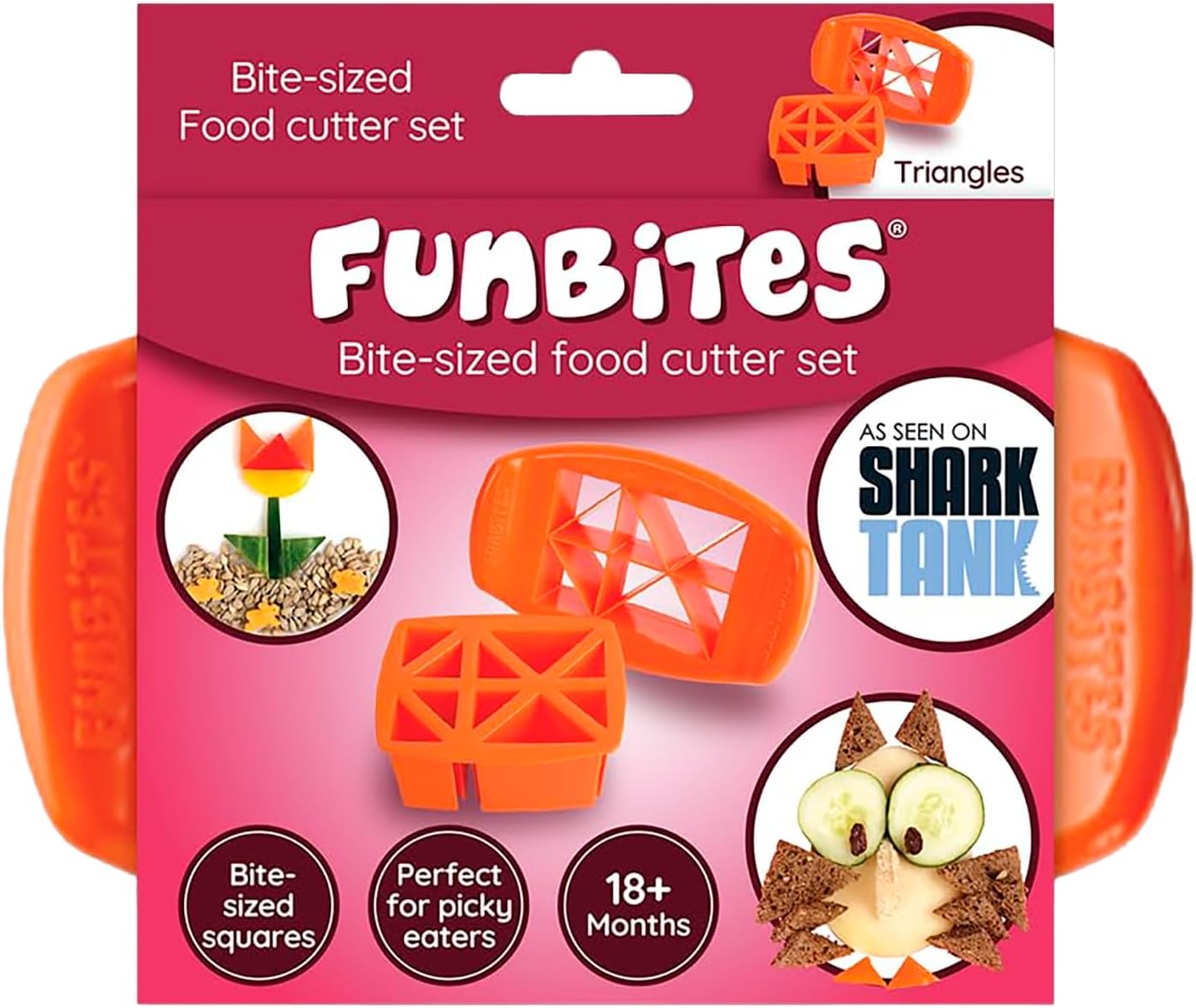 FunBites Triangles - Orange - Cuts kids' food into fun-shaped bite-sized pieces . . . Great for picky eaters and bento!