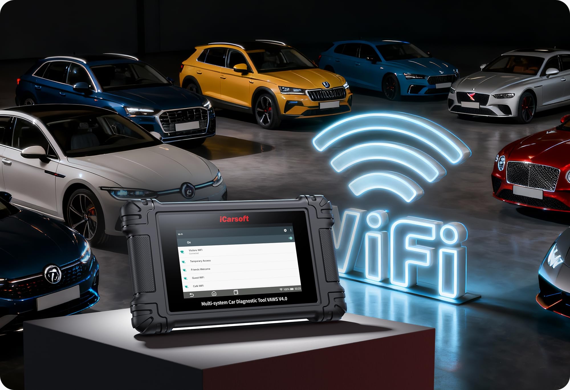 iCarsoft VAWS V4.0 Diagnosegerät für VW Audi Skoda Seat – Profi OBD2 Scanner mit Service Reset, Fehlercode-Auslese/Löschen, Ölservice, EPB, DPF, Batterie-Test, Vollsystem Diagnose Tool