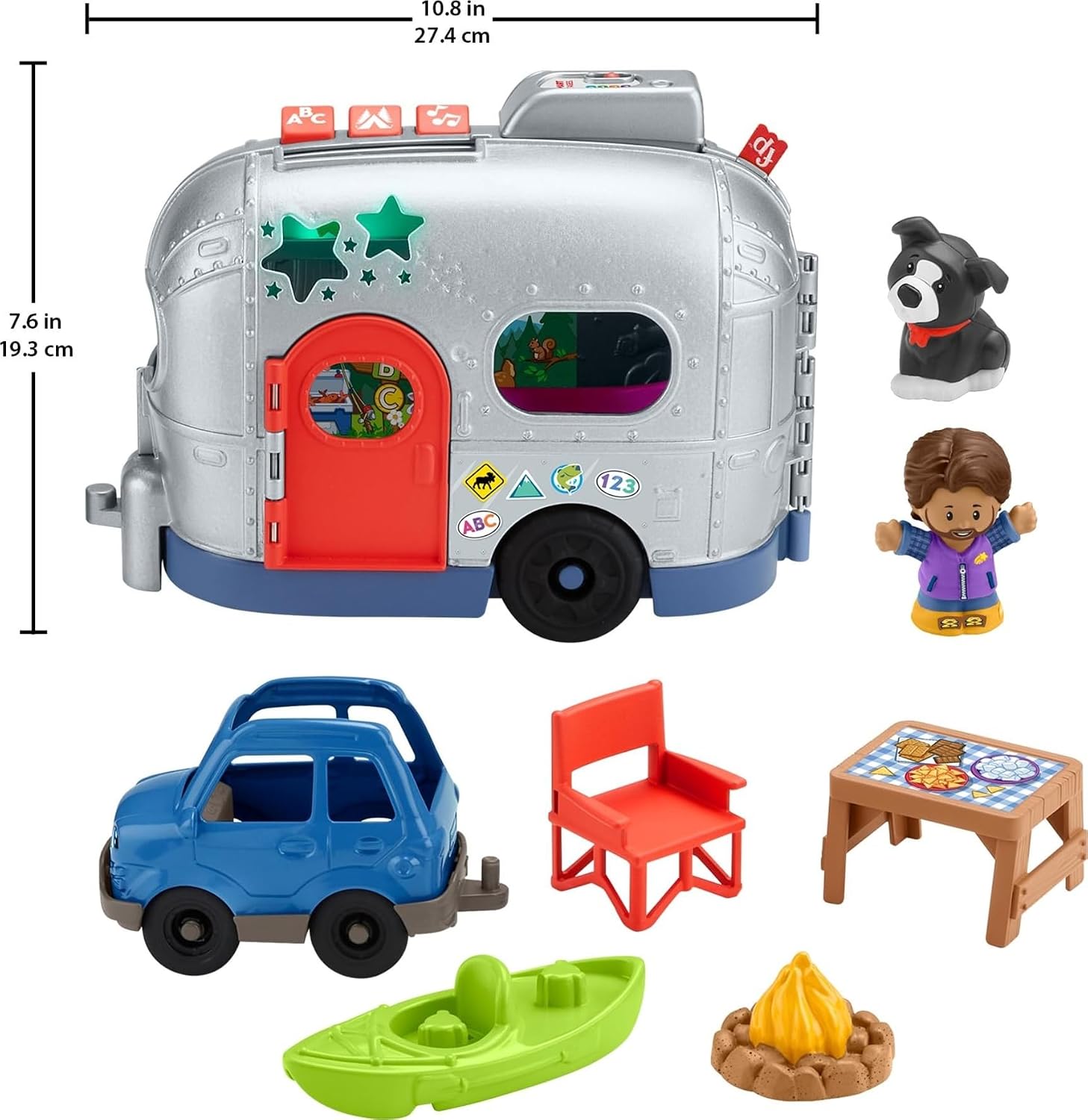 Fisher-Price Little People Toddler Toy Light-Up Learning Camper RV Playset with Figures for Preschool Pretend Play Kids Ages 1+ Years