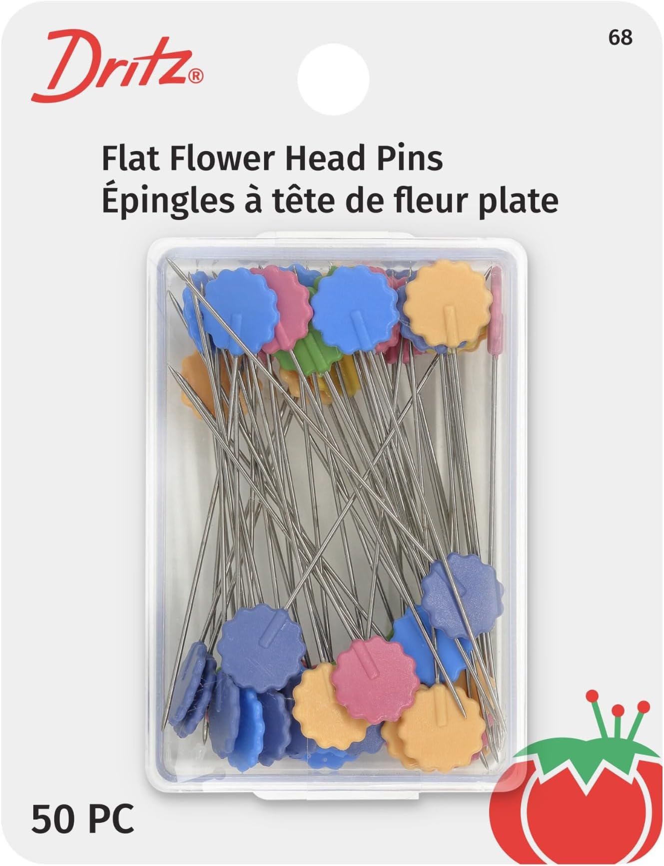 Dritz 68 Flat Head Pins, Flower, 2-Inch (50-Count)