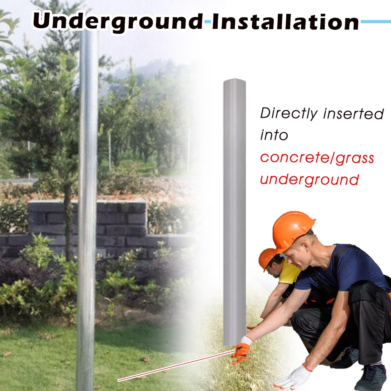Poste de metal galvanizado para jardín, patio y uso inmobiliario, poste universal de montaje en tierra para parasol y letreros al aire libre