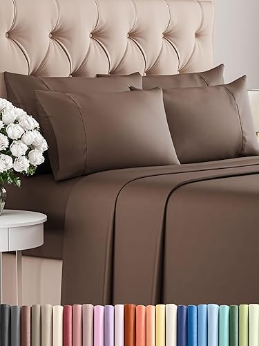 Vista 478 de Juego de sábanas Split King de 7 piezas, sábanas transpirables y refrescantes, sábanas de hotel, bolsillos profundos, ajuste fácil, suaves y sin