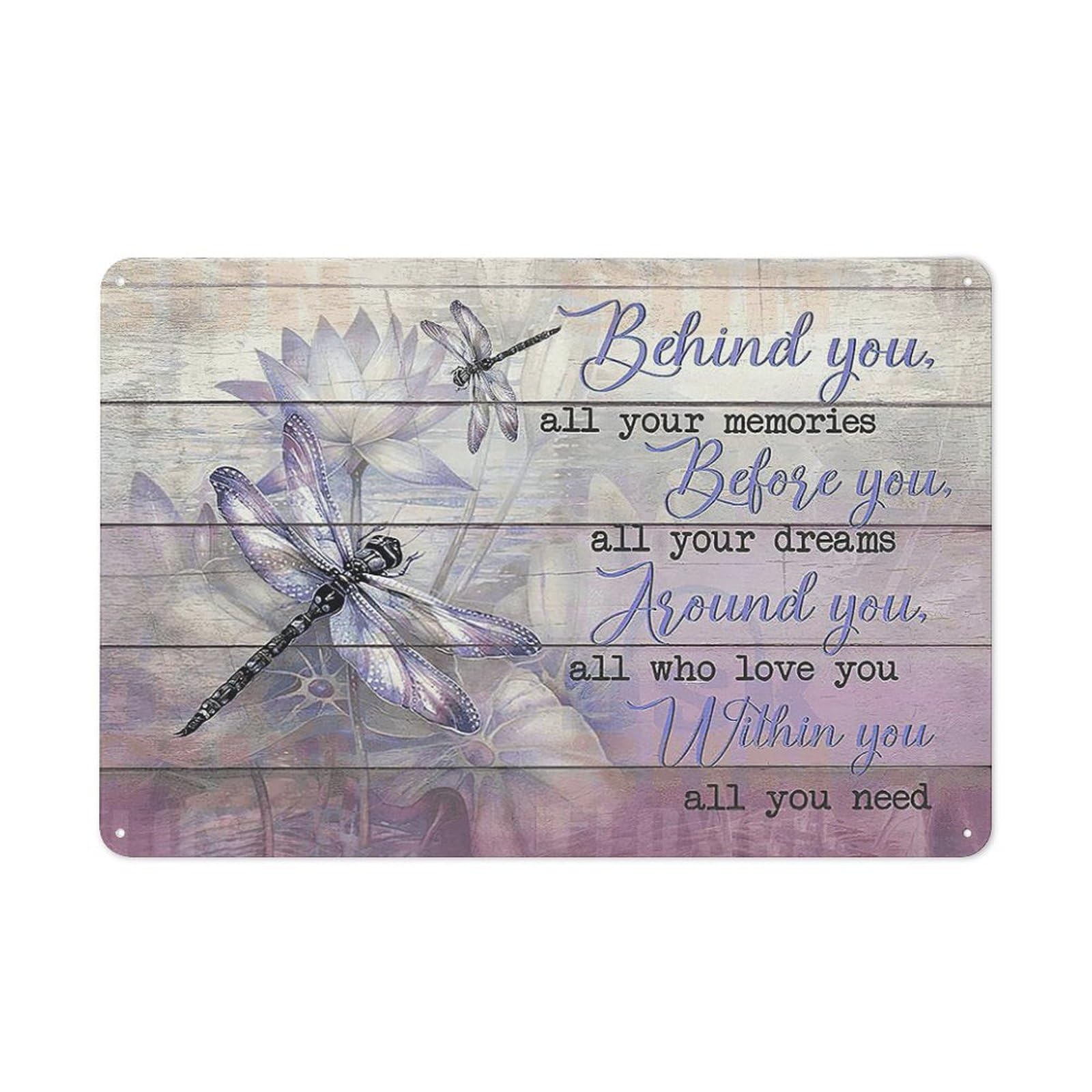 kisoyo Rustic Retro Metal Tin Sign Purple Dragonfly Wall Art Inspirational Quotes Wall Decor Gift For Daughter Farmhouse Prints Home Courtyard Wall Decor 8x12 Inch