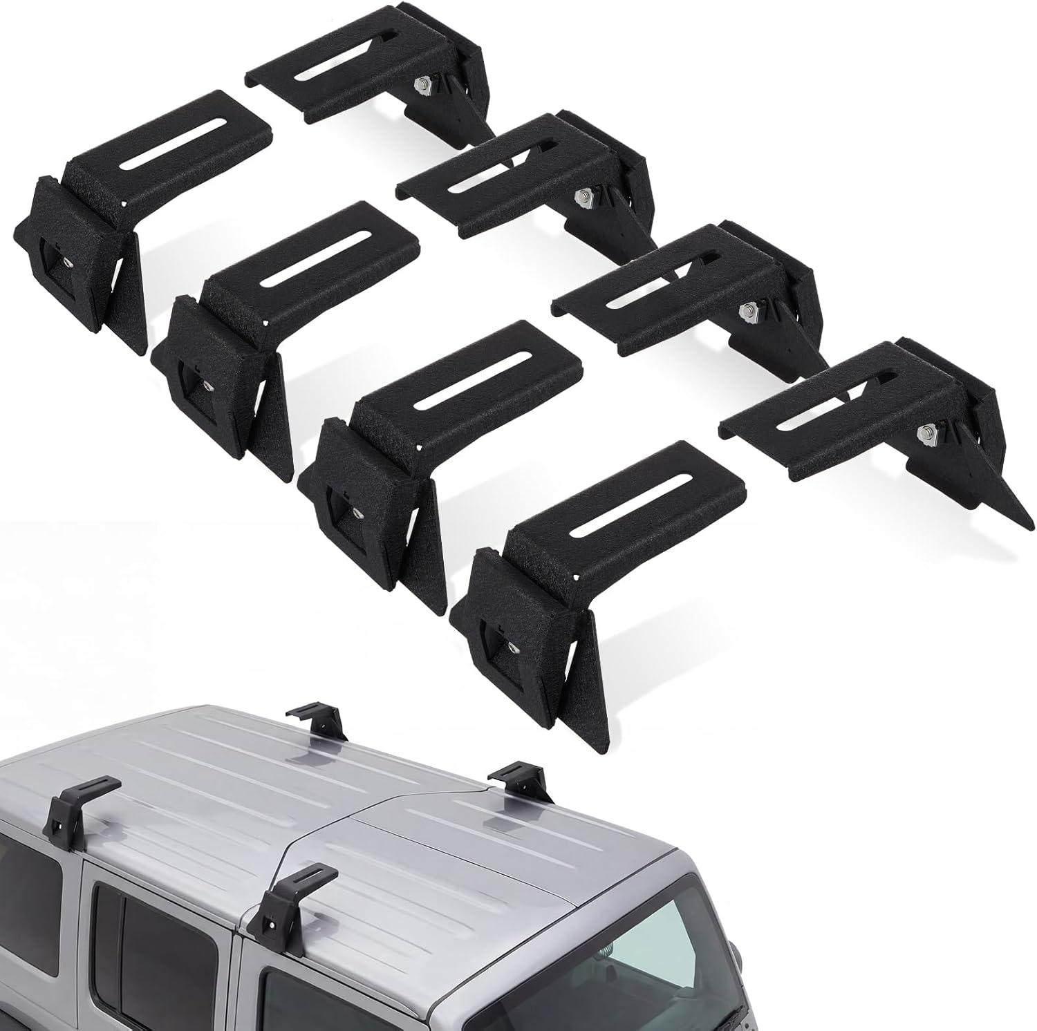 Therwen 4 Pcs Roof Rack Mounting Brackets for Cars & Suvs, Durable Metal Roof Rack Accessories Kit, Universal Fit, Easy Installation, Outdoor Ready