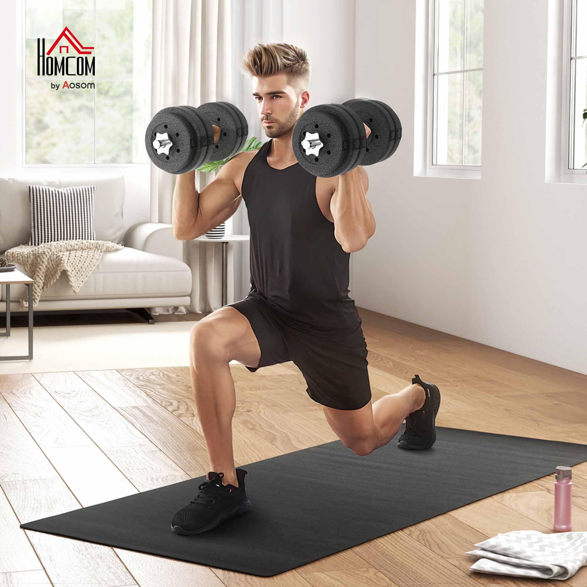 HOMCOM Juego de mancuernas ajustables de 30 kg, pesas de mano para el hogar, oficina, gimnasio, entrenamiento de levantamiento de fitness, color negro
