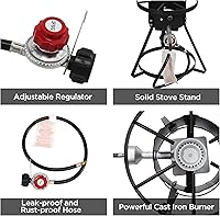 Vista 8 de Freidora de Propano al Aire Libre de 10.5 Cuartos de Galón de Red Mountain Valley con Cesta Filtro de Aluminio y Termómetro para Freír Pescado