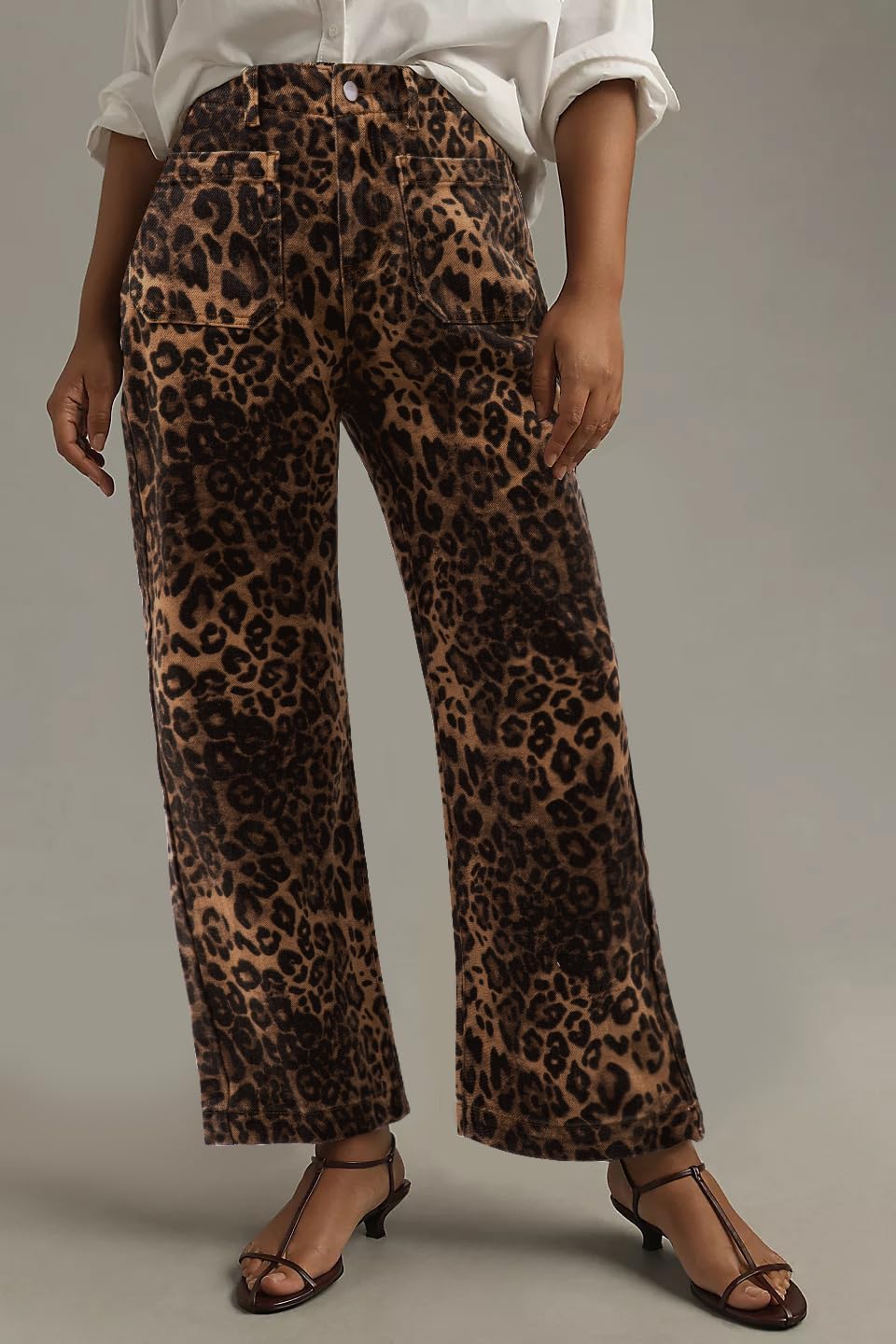 Kedera Women's Leopard Printed Straight Jeans Front Pocket Straight Jeans Casual Boyfriend Ankle Denim Pants - Image 6