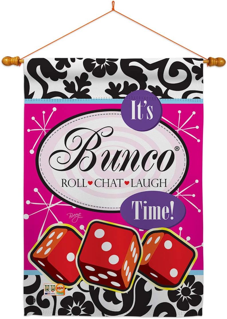 Breeze Decor - It's Bunco Time! Interests - Everyday Hobbies Impressions Decorative Vertical House Flag 28" x 40" Printed In USA