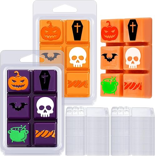 25 moldes de cera derretida para Halloween, recipientes para derretir cera de plástico vacías transparentes de 4.72 x 3.19 x 0.79 pulgadas, cubos de