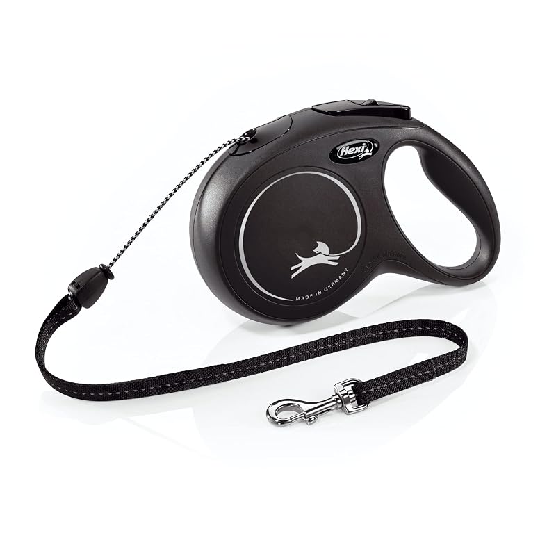 Guia retrátil para cães com cordão de nylon FLEXI Médio 7,92 m Preta