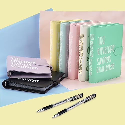 Miniatura 2 de Carpeta de desafíos de ahorro de dinero con 100 sobres, libro de presupuesto con desafío de ahorro de sobres de efectivo, carpeta de desafío de