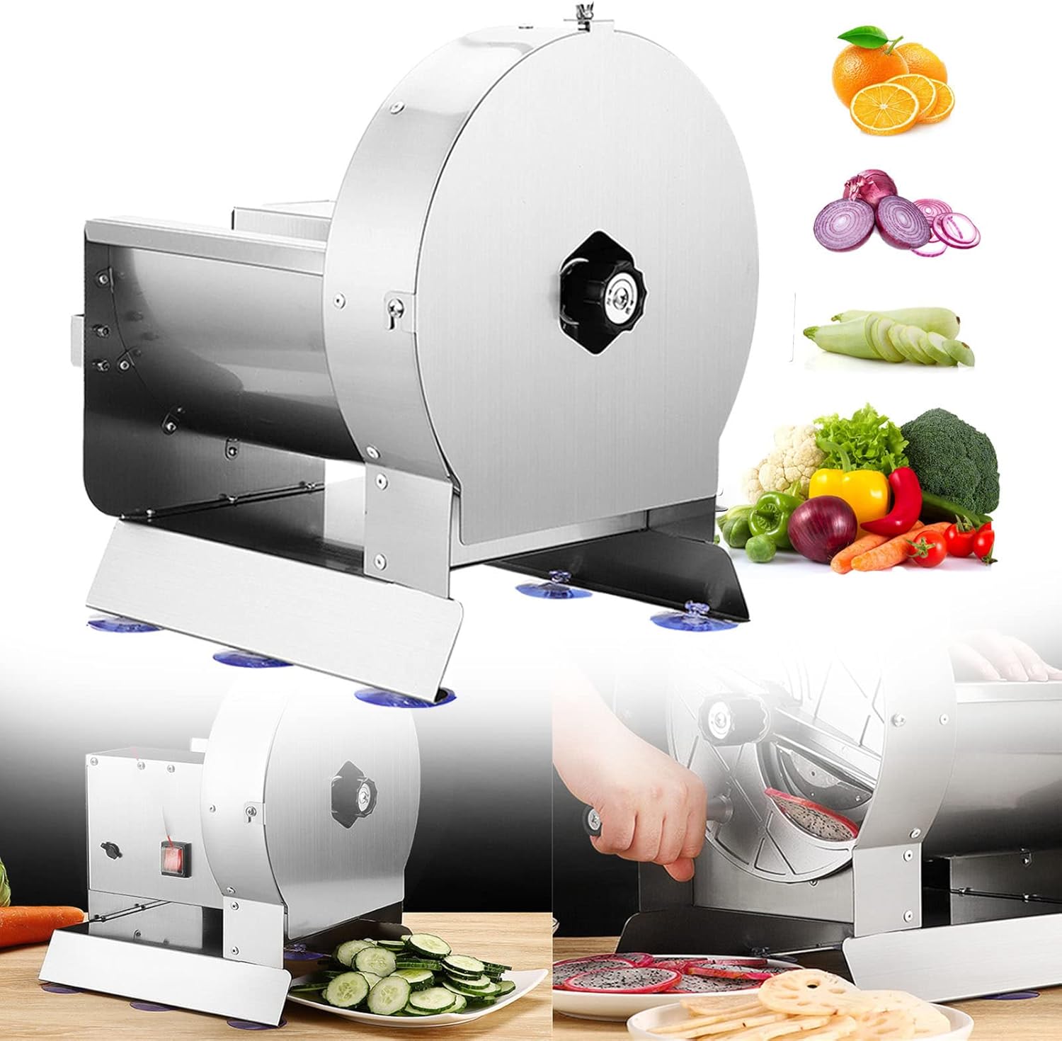 Amazon.co.jp 電動/手動カッター機 ポテトスライサー 業務用玉ねぎスライサー キャベツシュレッダー 野菜果物カッター 電動果物