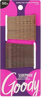 Goody SlideProof Bobby Pins, 50 Ct Assorted Brunette - Ouchless, Secure Grip Hair Styling Pins for All Hair Types, Women & Men