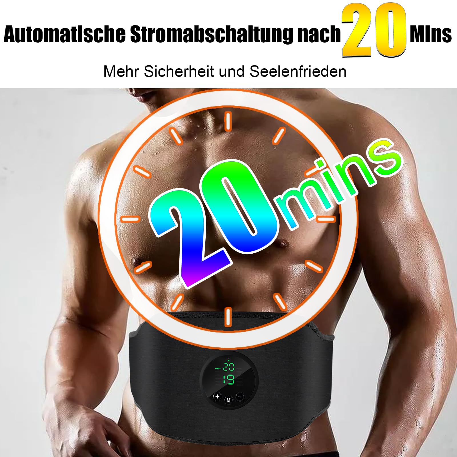Tosucs EMS Bauchmuskeltrainer elektrisch,EMS Trainingsgerät,Power abs Stimulator Stimulateur musculaire USB Wiederaufladbar Avec 12 Modes et 19 intensités für Männer und Frauen