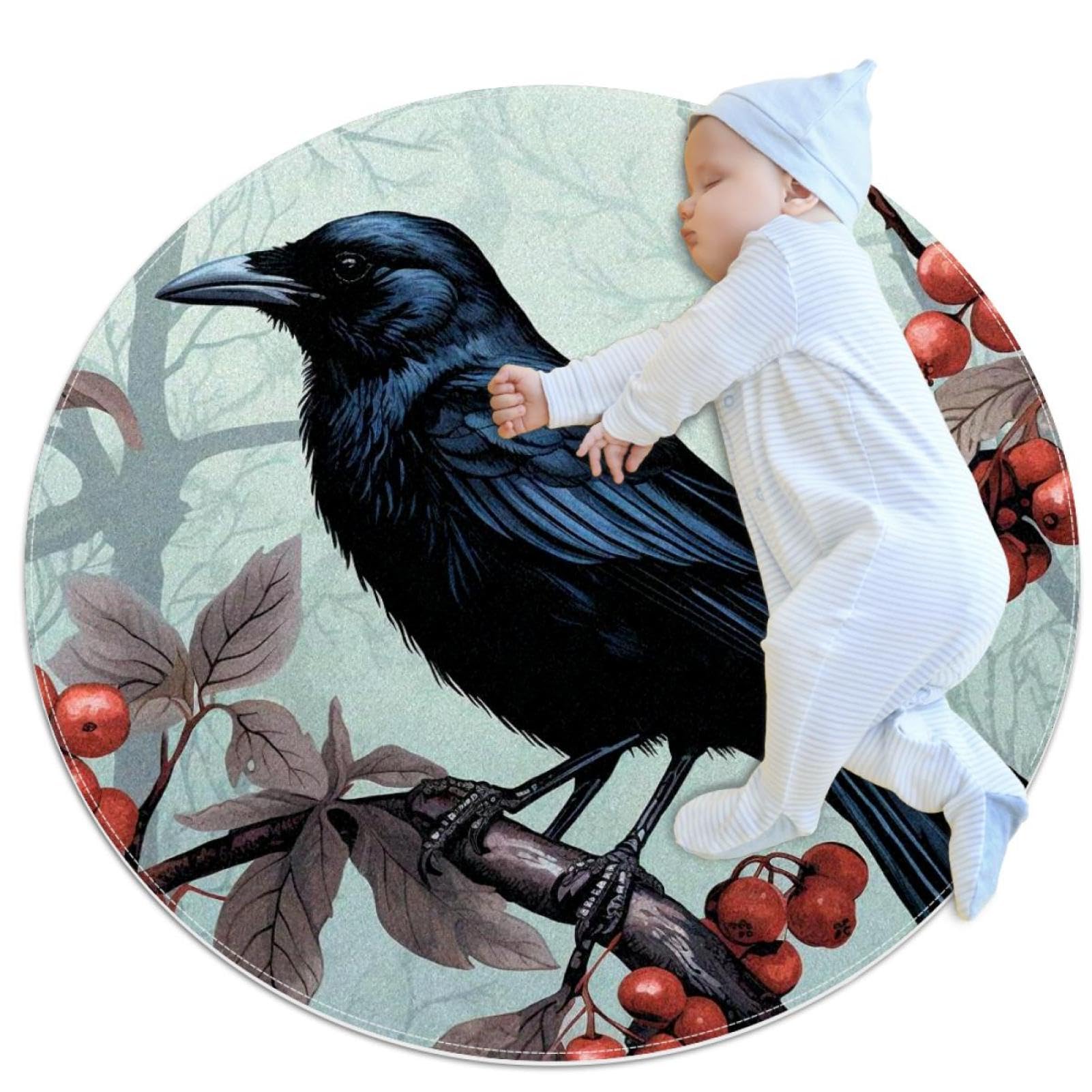 Tapis antidérapant rond 1m sécurisé et doux pour chambre d'enfant