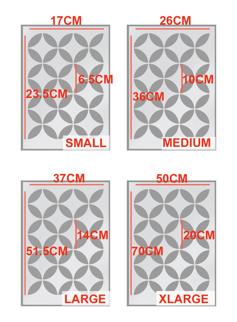 Moroccan cerchi modello stencil, decorazione casa, pittura murale Art Craft ideale stencil Ltd, plastica, XL/A1/See images for size info