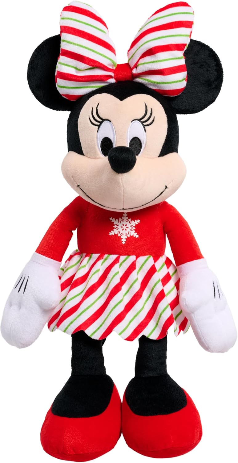 Just Play Disney Holiday Classics Large Minnie Mouse Yuletide Stripes Plush, 19-inch Stuffed Animal, Soft and Cuddly, Officially Licensed, Kids Toys for Ages 2 Up