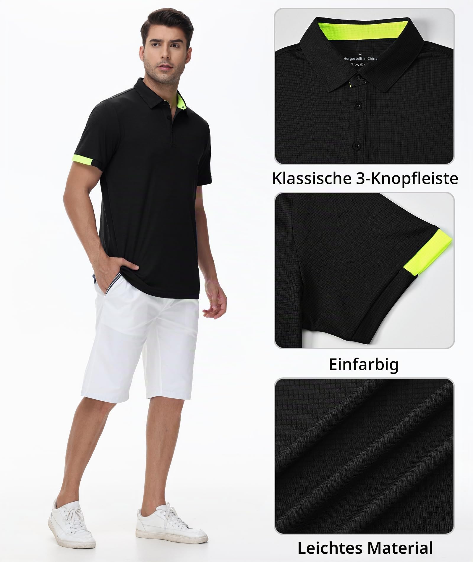 3er-Pack Herren-Golf-Polo-Shirts, kurzärmelig, atmungsaktiv, Multipack
