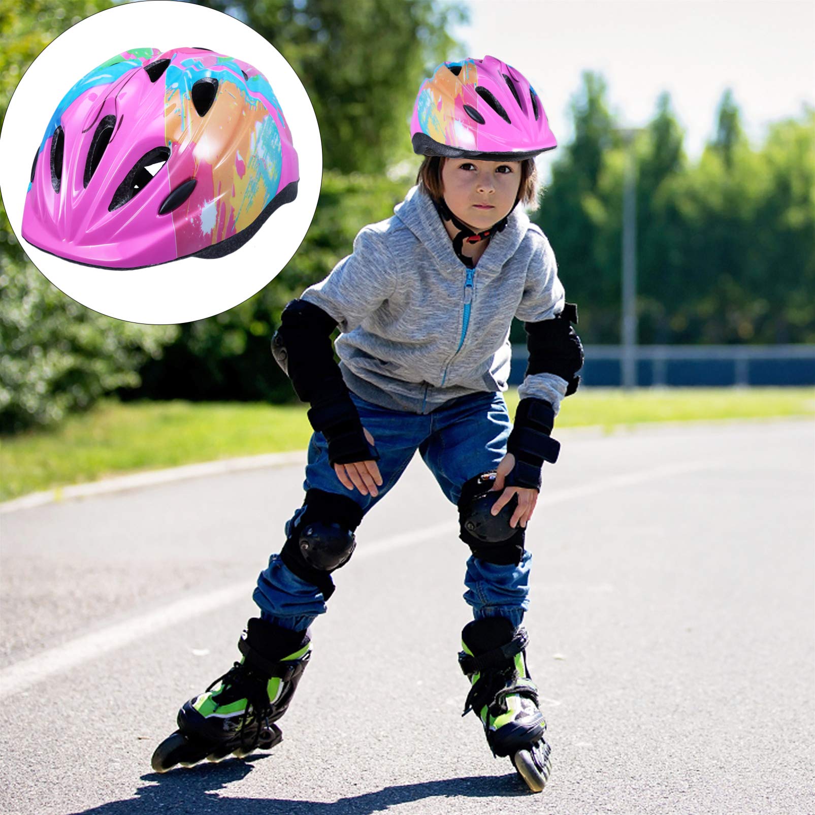Kisangel 2pièces Casque De Vélo pour Garçon Fille Ajustable Casque De Et Léger pour Garçons Et Filles pour Cyclisme Activités De Plein Air