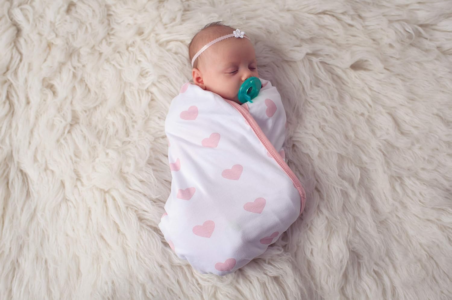 Ziggy Baby Peony & Heart 5 Piece Blanket, Hat and Headband Collection Pink White