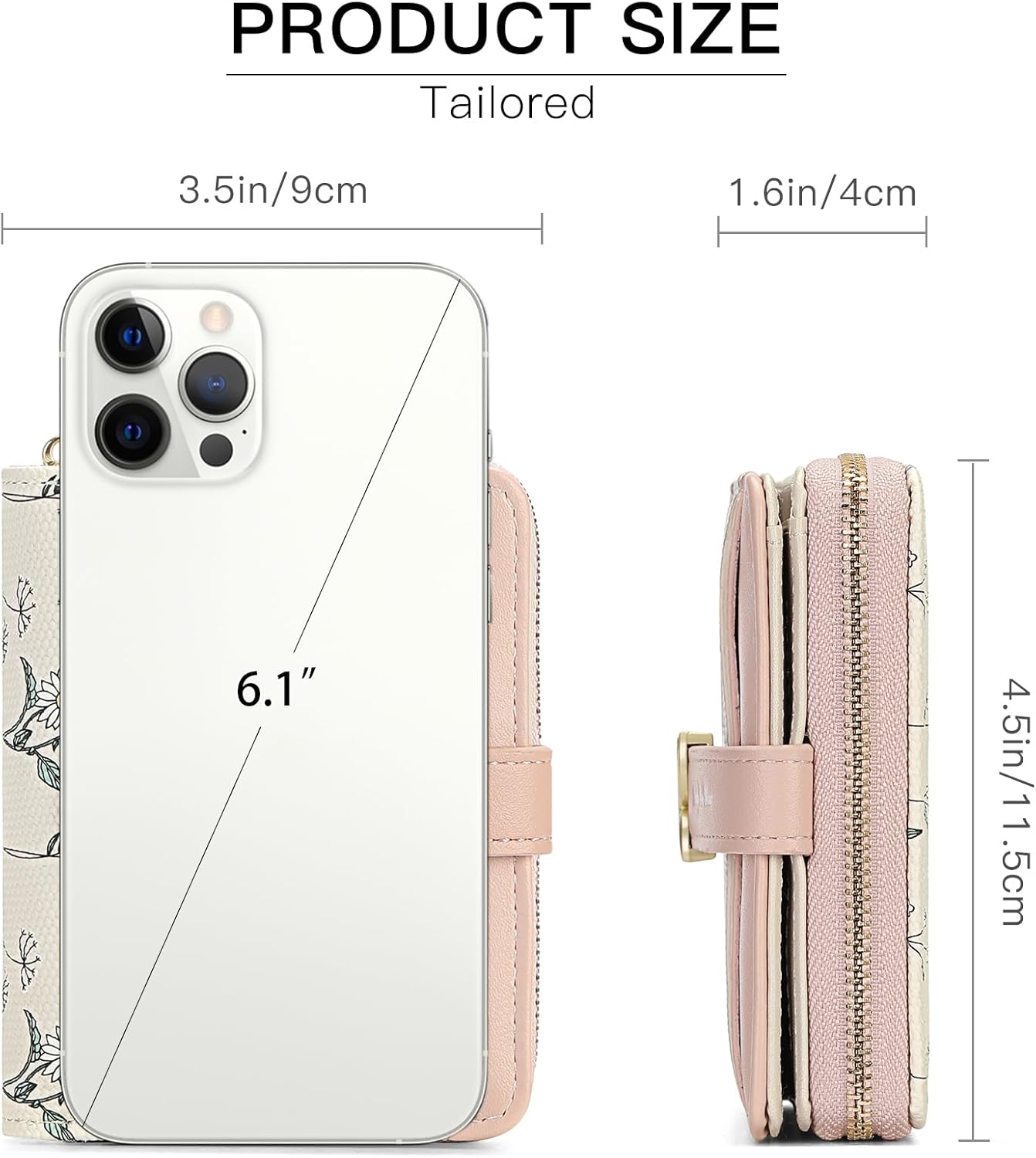 GAEKEAO Small Wallets Woman RFID Blocking Vegan Leather Bifold Floral Ladies Purse Card Holder with Zipper Pocket ID Window - Image 3