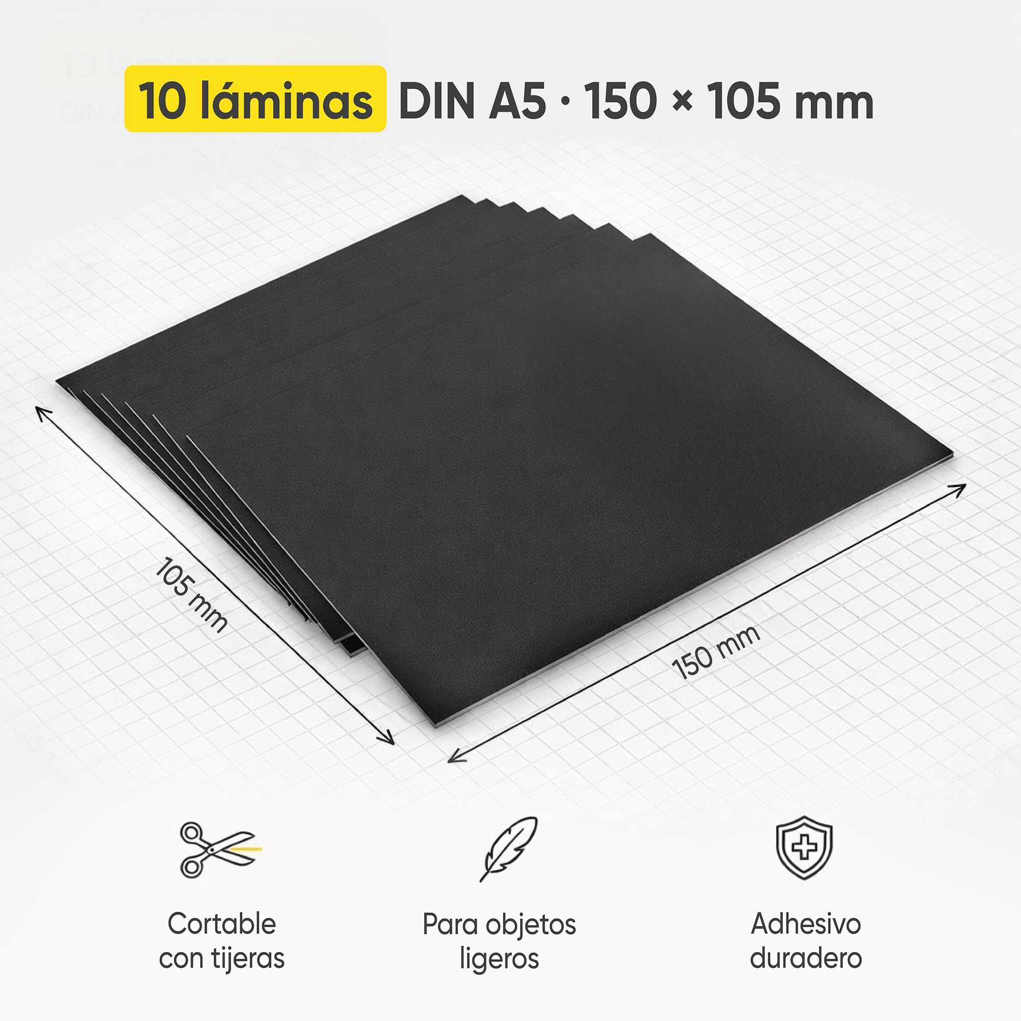 PREVIS Lámina Magnética Autoadhesiva DIN A5 (210 x 148 mm) – Hojas Imantadas Adhesivas para Fotos, Manualidades y Carteles – Película Magnética para Hogar, Escuela y Oficina (Pack 10 Unidades) — view 3