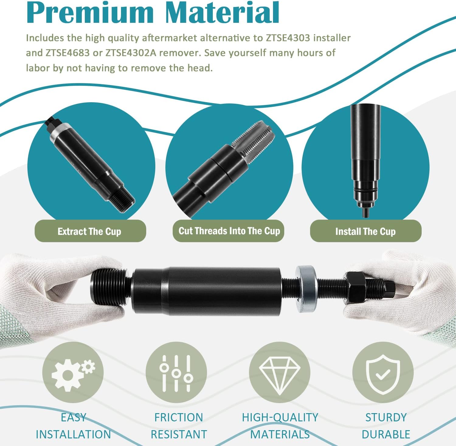 DT466E DT530E Electronic Diesel Fuel Injector Sleeve Cup Tube Puller Remover Installer Set
