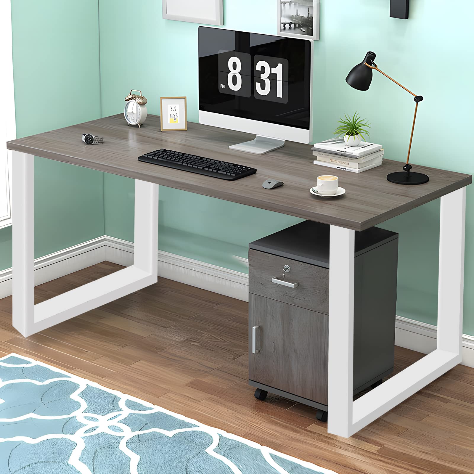 Patas de mesa de metal para bricolaje, muebles de mesa de metal, patas ideales para mesa de comedor, oficina, juego de 2 patas de mesa, diseño industrial, 60 x 72 cm, color blanco