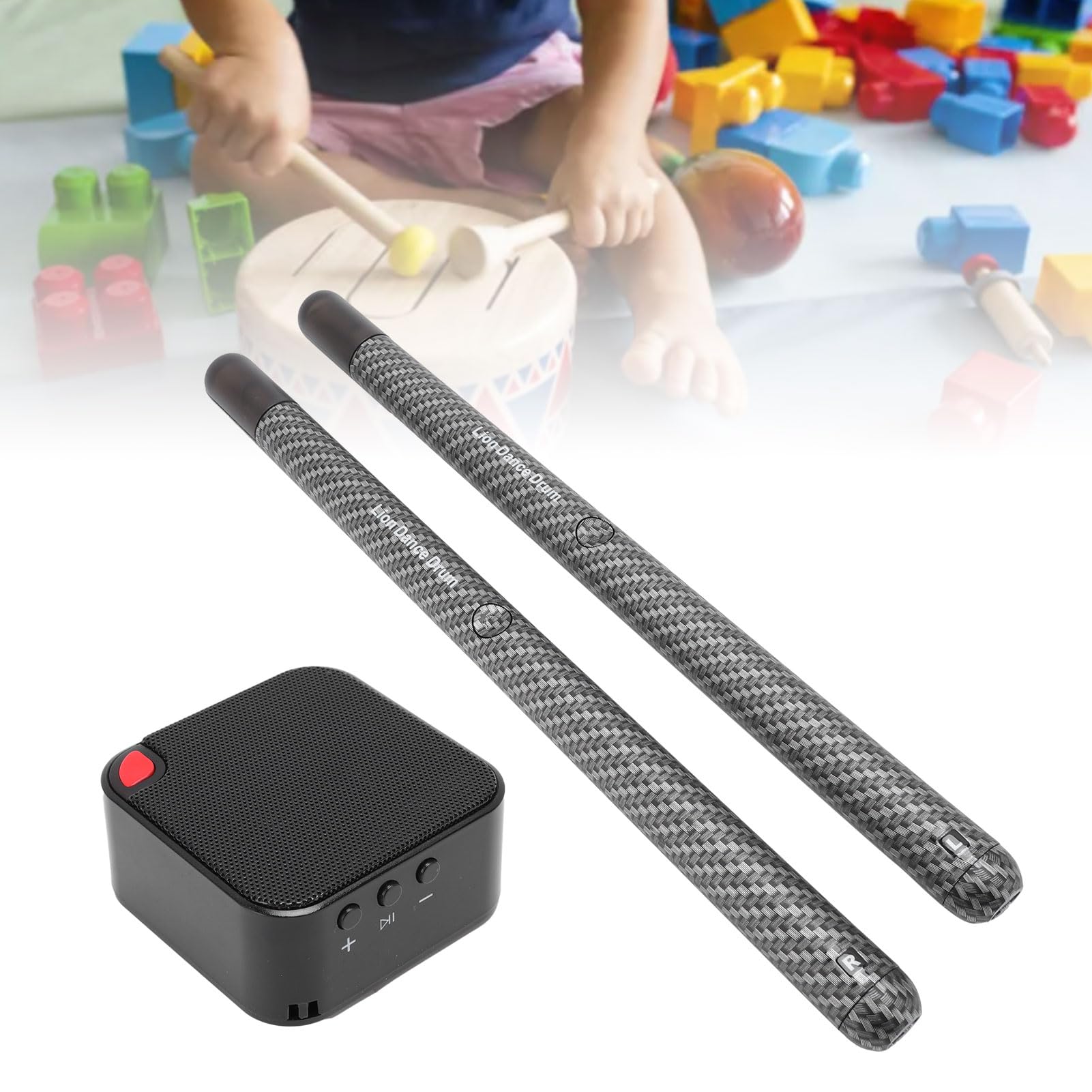Asixxsix Elektronisches Schlagzeug-Set, Trommeln überall und Jederzeit Spielen, Air-Drum-Sticks-Set, Leises Erlebnis, 2 Klangoptionen, Air-Drumsticks für Anfänger, Erwachsene, Kinder,