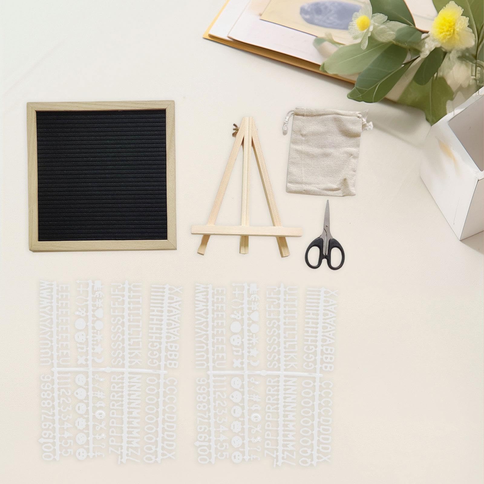 Adorno de Escritorio con Letras de Fieltro, Tablero de Mensajes Intercambiable con Letras, Números Y Símbolos para Decoración de Restaurantes, Hoteles, Negro