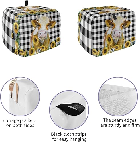 Miniatura 2 de Cubierta para tostadora de animales de granja, 2 rebanadas, fundas para electrodomésticos de cocina pequeños, funda para horno tostador de girasoles