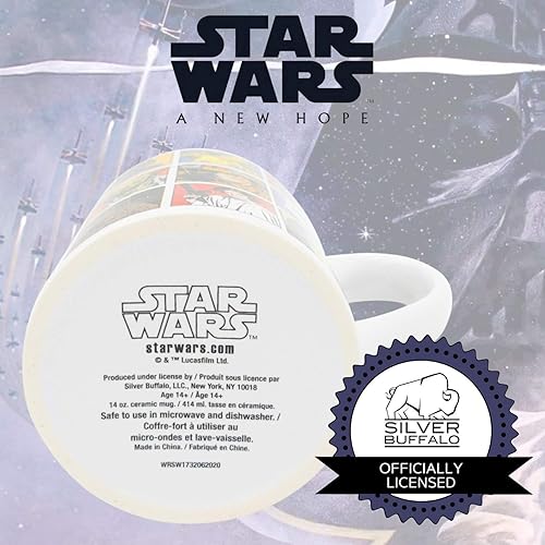 Miniatura 7 de Silver Buffalo Star Wars Episodio 4 - Taza de cerámica con cuadrícula de personajes, 14 onzas
