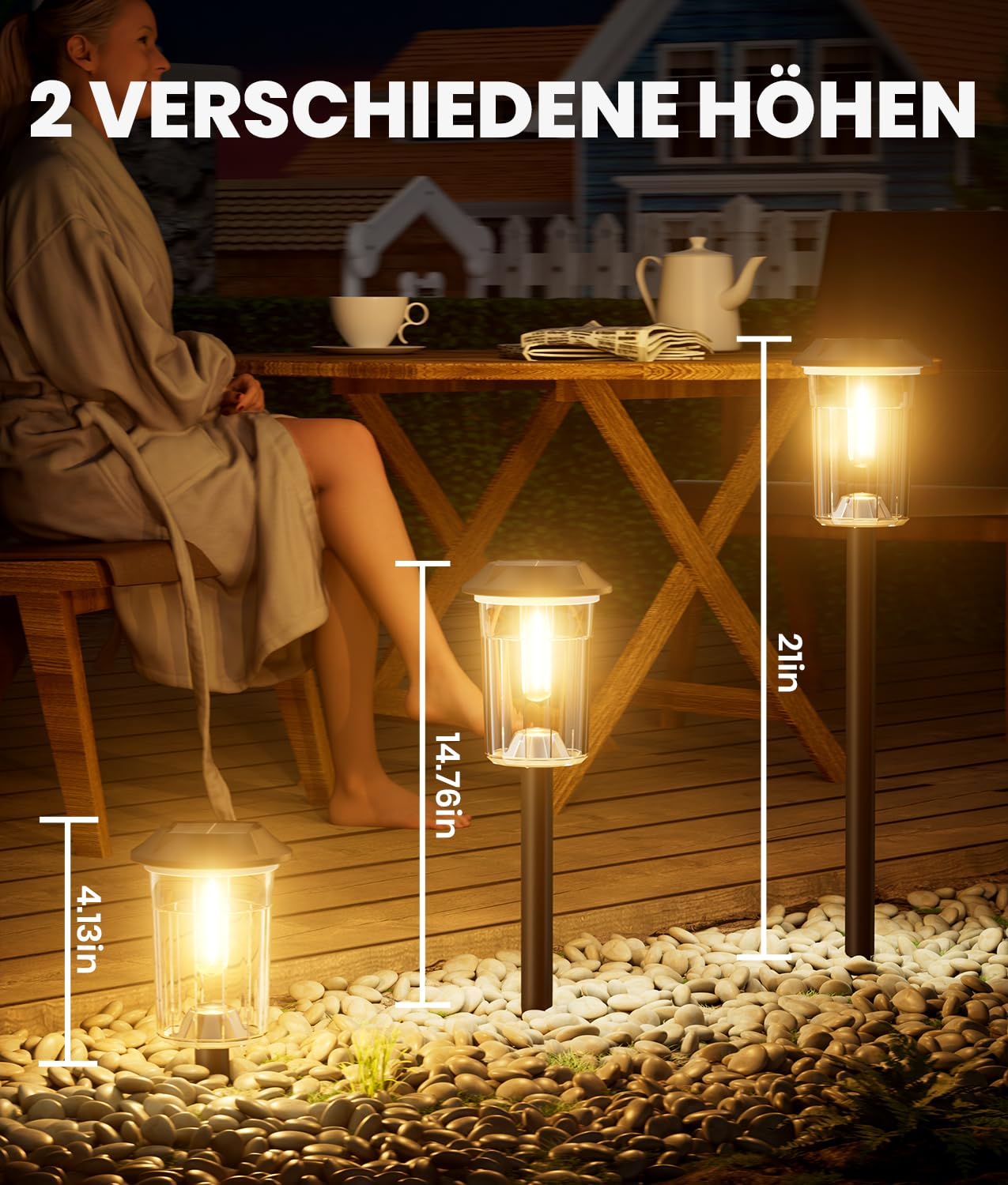 BITPOTT Solarlampen für Außen Garten, 6 Stücke Solarleuchten Garten 2 in 1 Kaltweiß & Warmweiß Umschalten, IP65 Wassserdicht Solar Gartenleuchten für Außen Wege,Terrasse,Rasen Weg