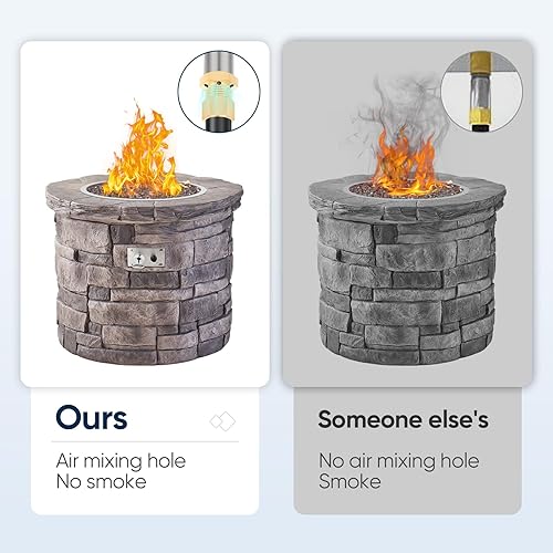 Miniatura 6 de Sartén para hoguera de acero inoxidable de 25 pulgadas, bandeja para hoguera con anillo de quemador y kit de encendido por chispa, para chimenea