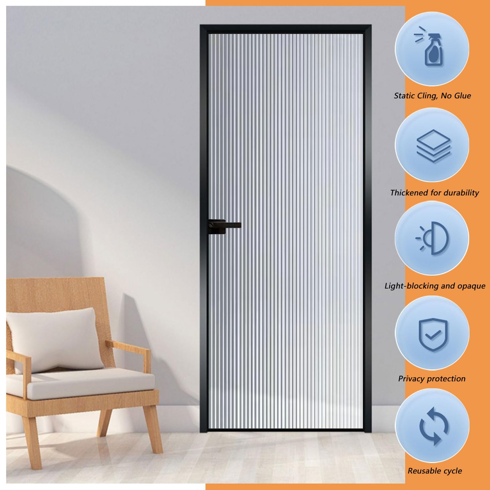 Pellicola Privacy Finestre 100 x 270 cm Statica e Senza Colla, Protezione Termica Pellicola Termica Satinata per Finestre per Ufficio Bagno da Letto, Chang Hong 2