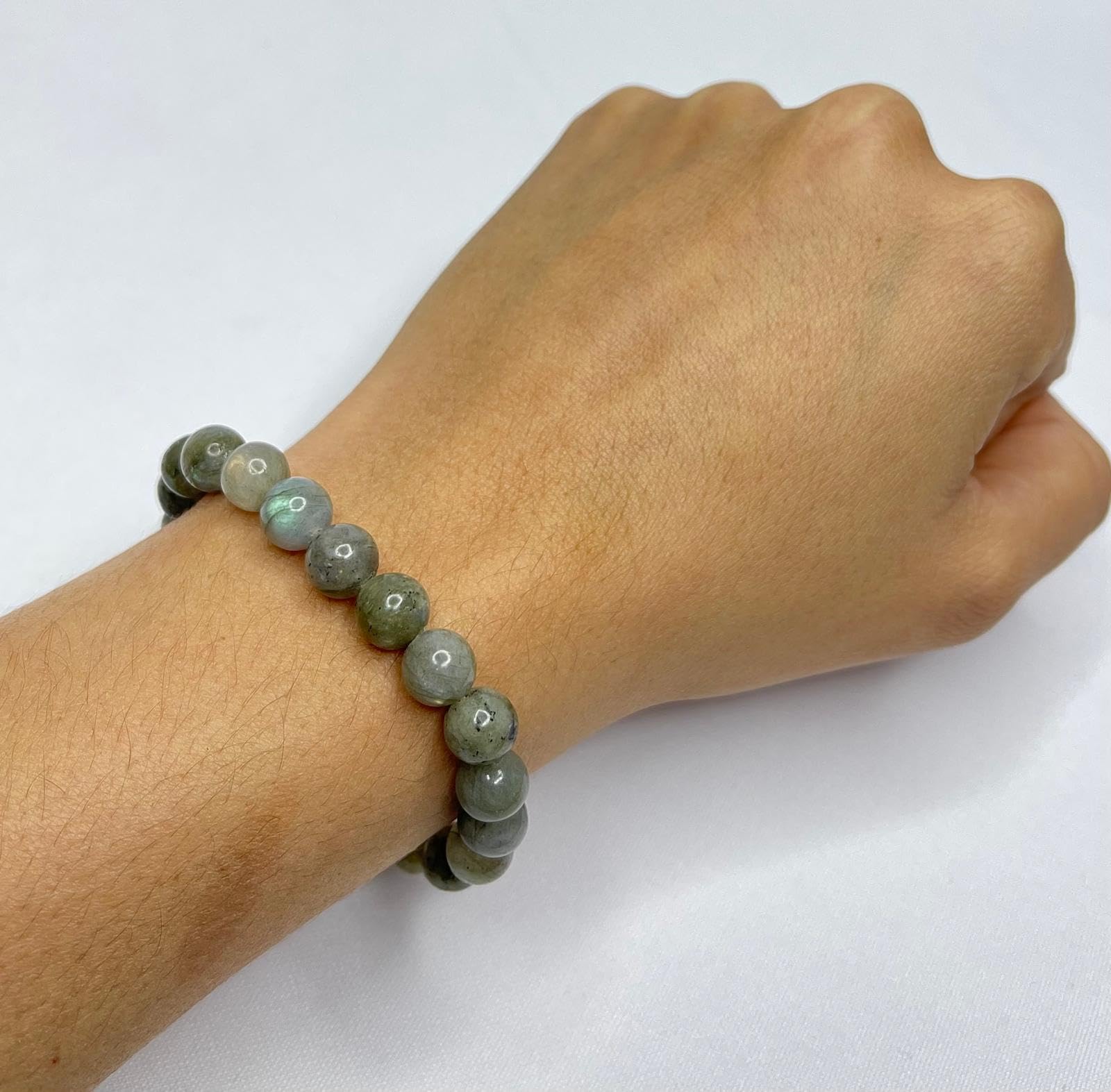 Felicidade Bracelet en Labradorite + Pochette Artisanale offerte – Pierre Naturelle 8MM – Protection & Bien-Être – Bijou Énergétique Unisexe en Lithothérapie pour Homme & Femme, Méditation & Cadeau