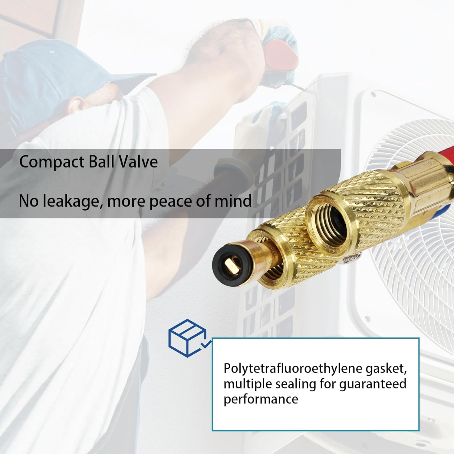 29985 1/4" HVAC Hose - 1/4" Refrigeration Hose with Compact Ball Valve, 4000 PSI, 60 Inch (5FT) Low Loss Refrigerant Hose for R410a, R134a, R22 - Red/Yellow/Blue (3 Pack)