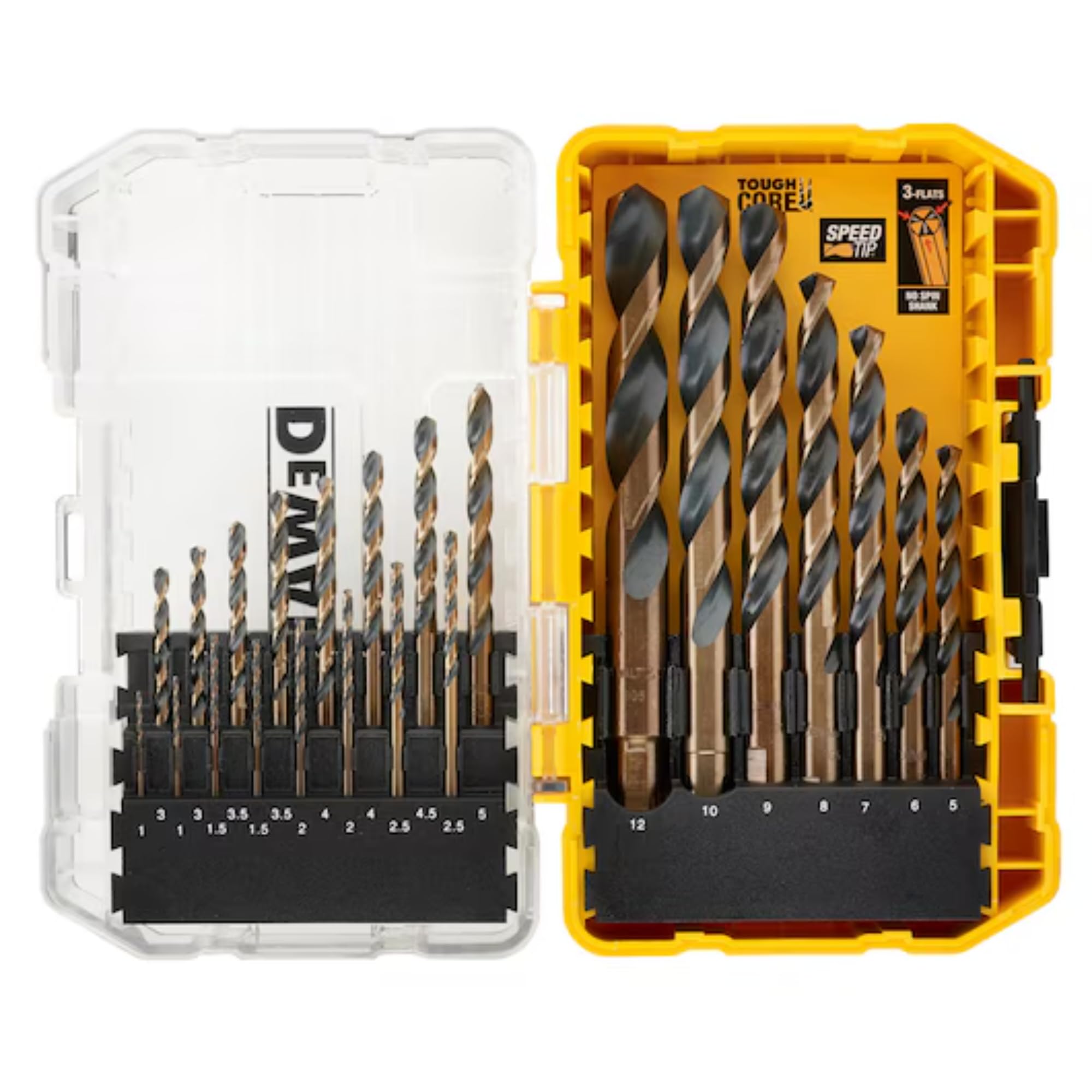 DEWALT DT70729-QZ 23-Piece HSS-G Metal Drill Bit Set in Small Toughcase, TSTAK Compatible, Black and Gold-image-24
