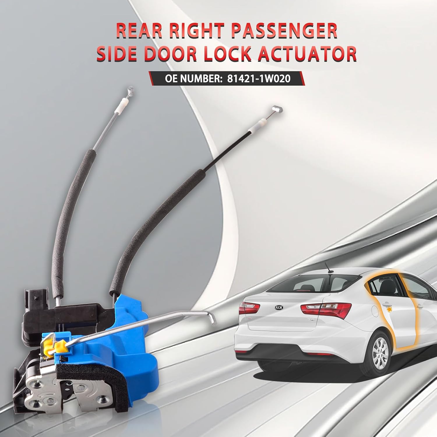 Rear Right Passenger Side Door Lock Latch Actuator Motor Compatible for Kia Rio 2012-2017 (4 pins) Replace 81421-1W020, 814211W020