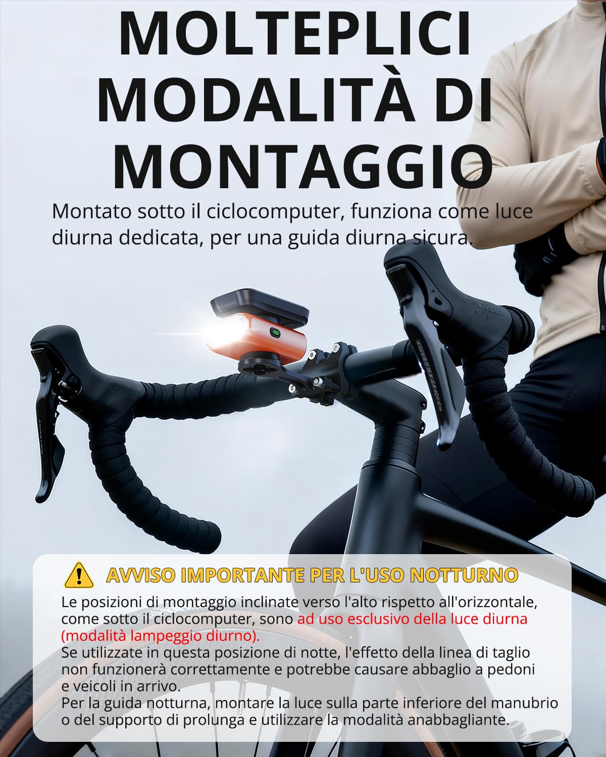 towild BL900 Luci Bici Anteriori 900 Lumen, Doppio Fascio LED Faro Anteriore per Bicicletta Compatibile con Garmin/Wahoo/Bryton Ciclocomputer, Batteria 2200 mAh, Ricarica USB-C