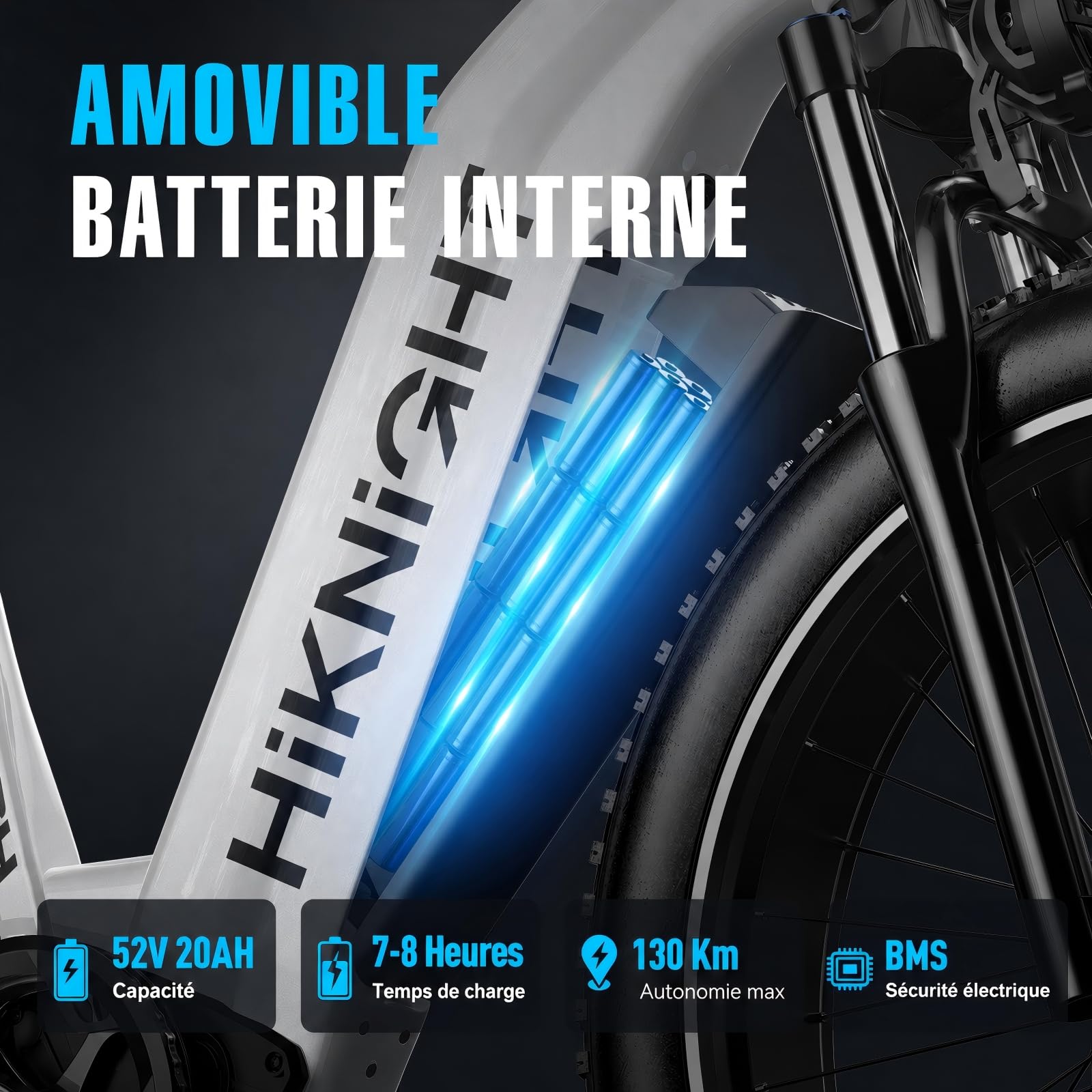 Fat Bike Électrique Adulte 26×4,0", VTT Électrique, Double Moteur, Batterie 52V 20Ah, Autonomie 120 km, Freins Hydrauliques
