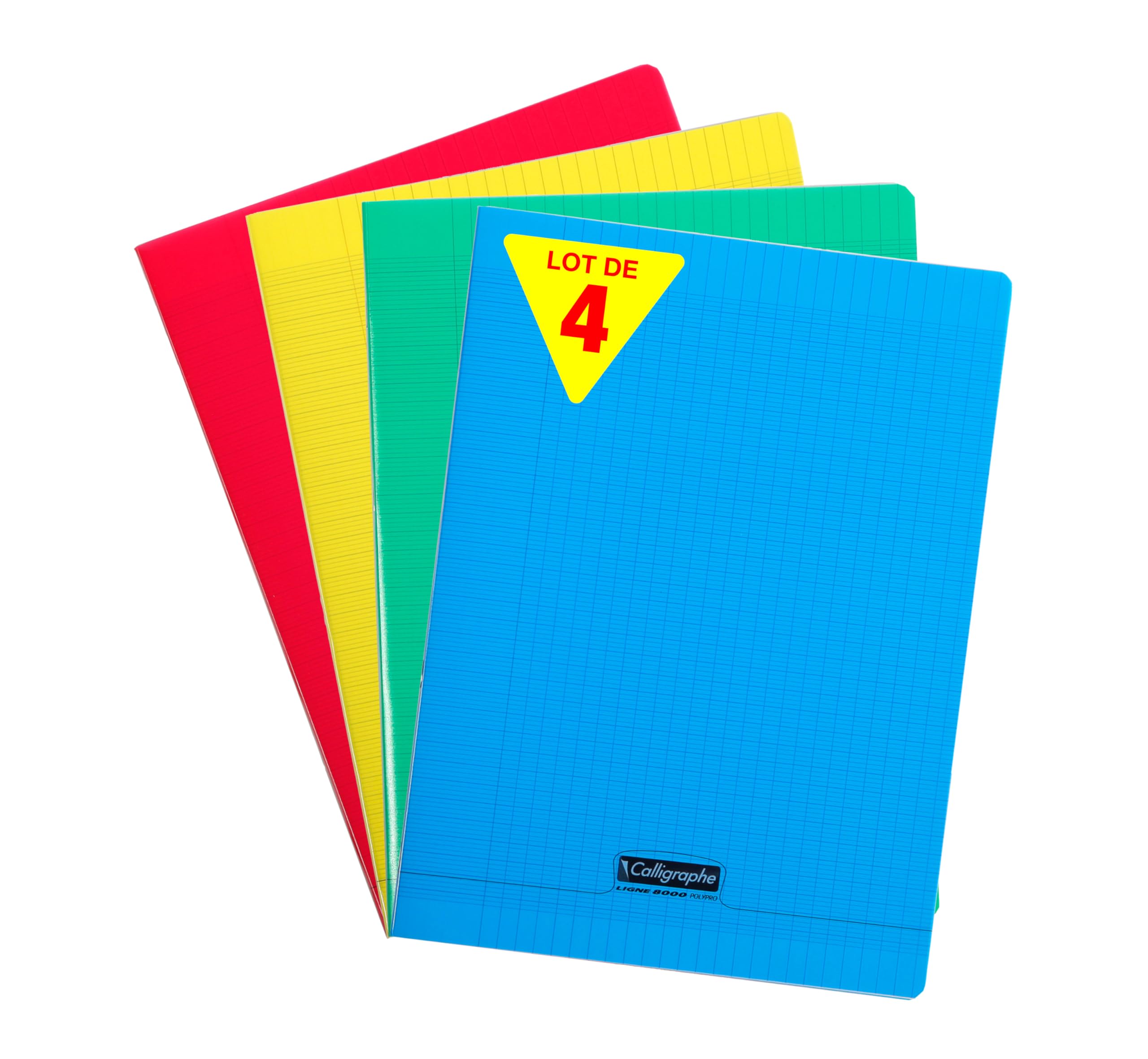 Cahiers Agrafés Clairefontaine 24x32 cm 96 Pages Petits Carreaux 90 g Lot de 4 Couleurs Assorties
