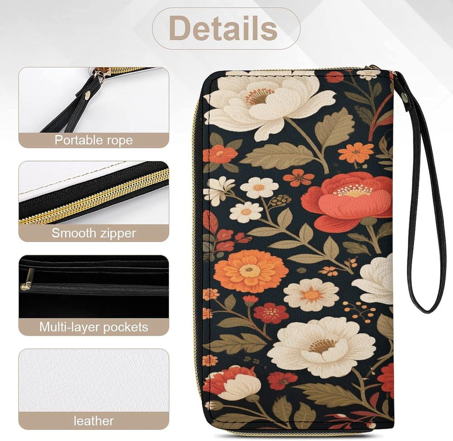 Vintage Florals PU Leather Stylish Wallet image 5