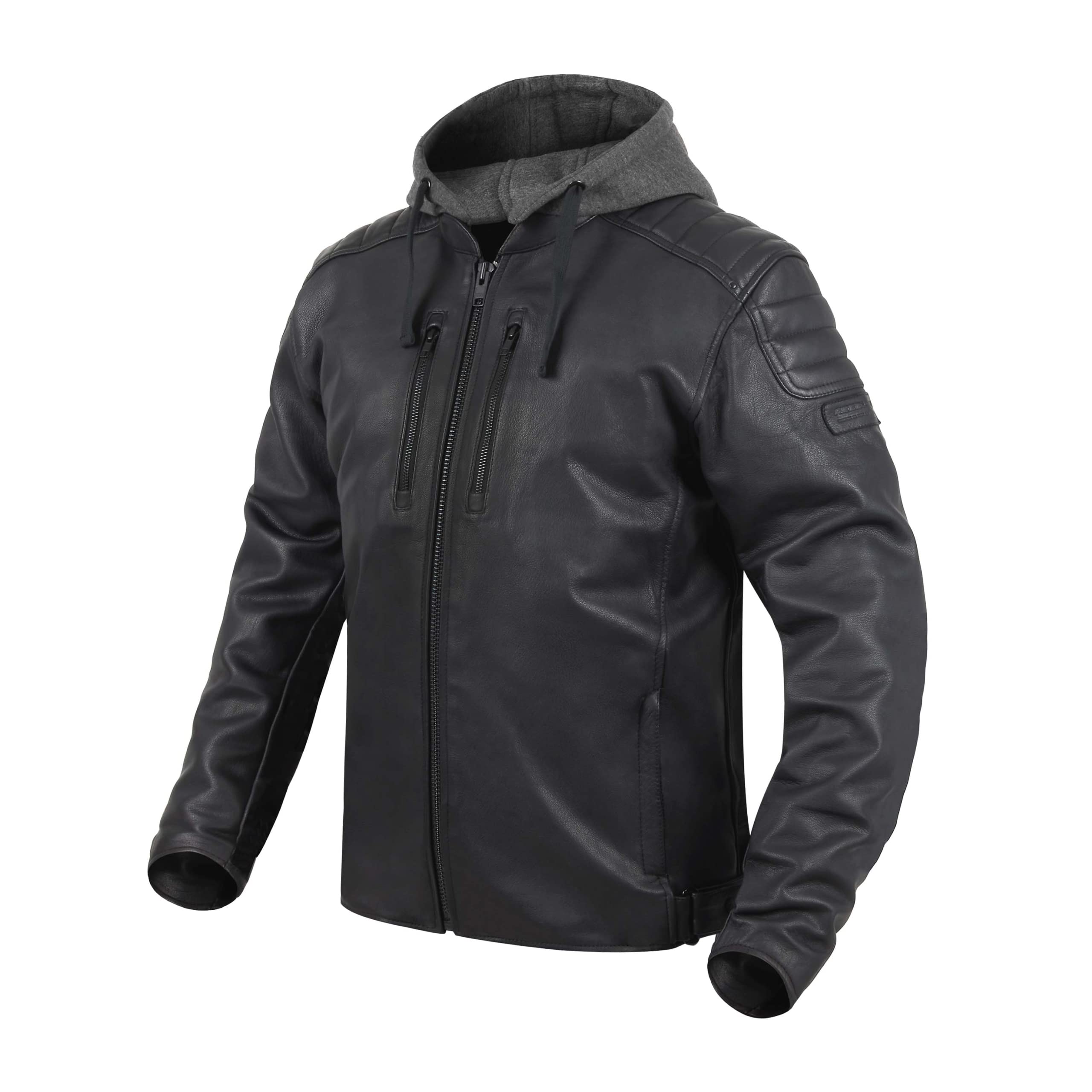 REBELHORN Impala Motorradjacke Herren | Leder | Ellbogen und Schulterprotektoren | Abnehmbare Kapuze | Größen bis 10XL