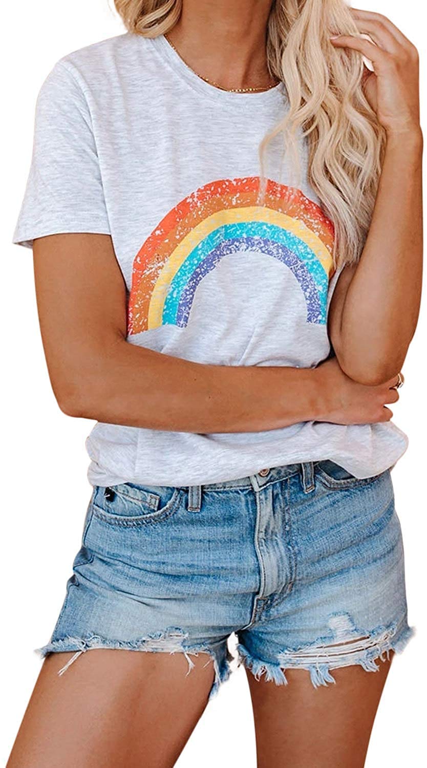 UusollecyWomens Leopard Printed T Shirt Summer Short Sleeve Shirts Loose Casual Tops Crewneck Tee Top Blouses