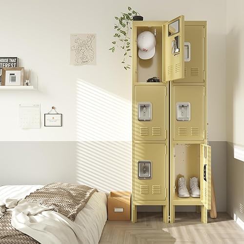 Miniatura 2 de KAER Taquilla, armario de almacenamiento de armario de metal, armario de almacenamiento con 3 puertas para el hogar, casilleros para empleados,