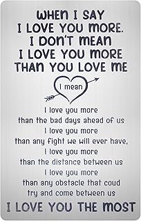 Wallet Card Love for Him - When I Say I Love You More - Metal Wallet Card for Husband - I Love You Gifts for Him Her - Wed...