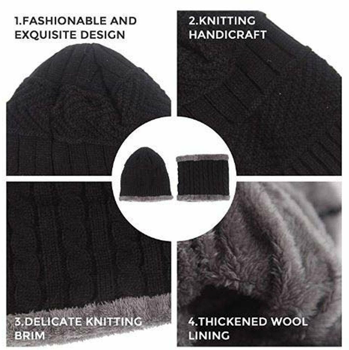 JusAwesm GU Winter Self Design Beanie Cap Blue 1