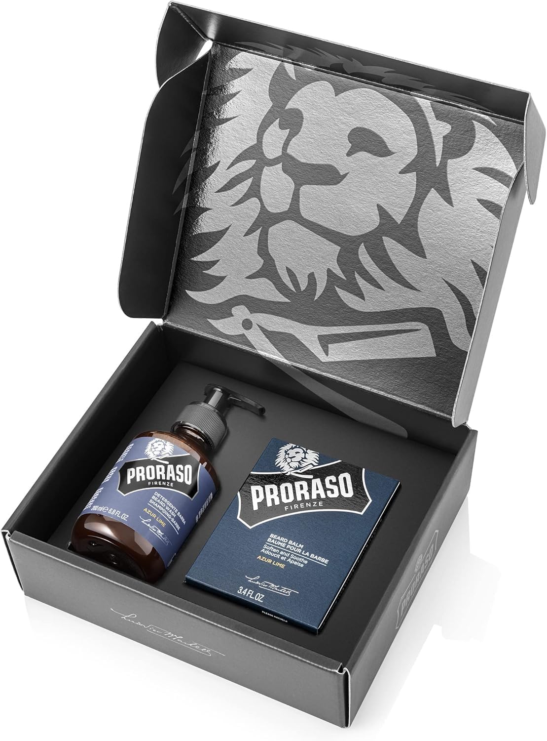Proraso Azur Lime Beard Care Kit for Men (Duo Set) - Luxurious Beard Care Gift Set With Moisturising Beard Wash and Beard Balm, Made in Italy
